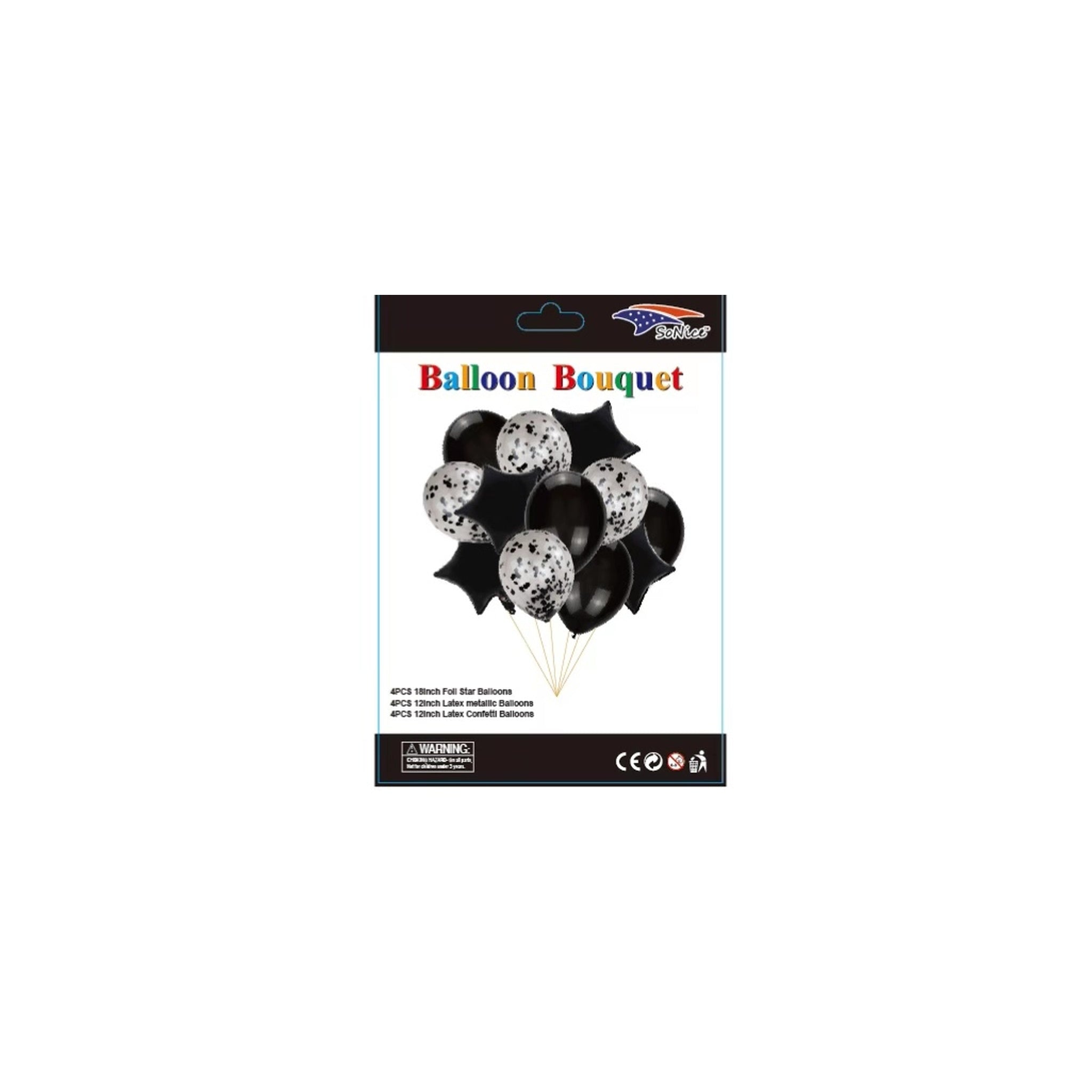 12Pcs Balloon Bouquet Black 120Set/Cs